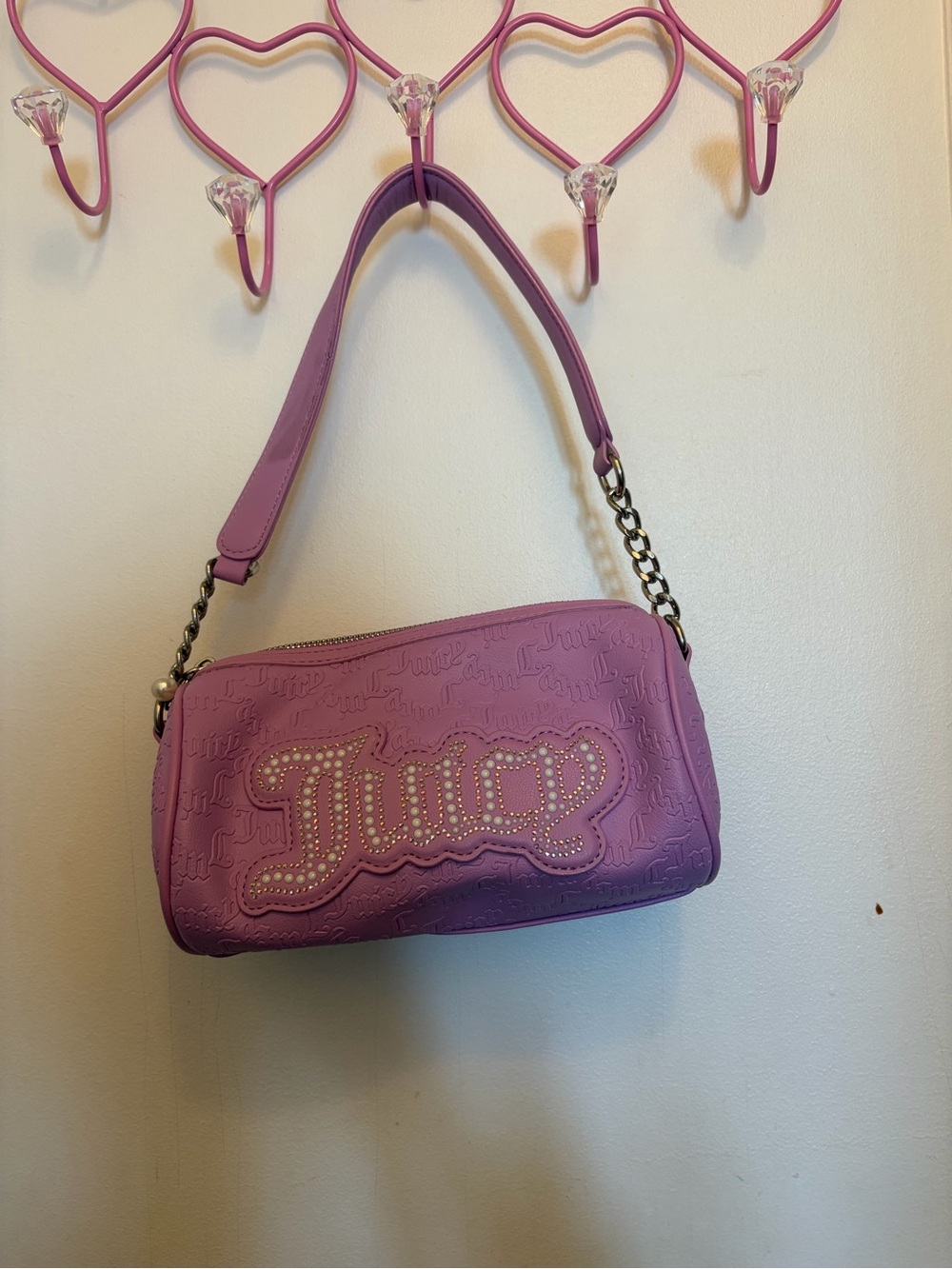 Juicy Couture pink purse with rhinestone logo